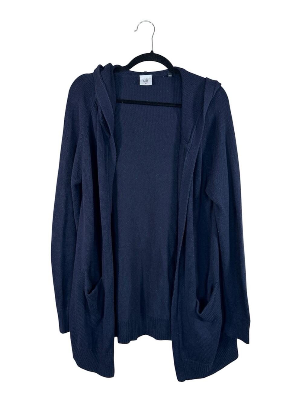 Cabi Navy Blue Oversized Chunky Cardigan Sweater Womens M Hooded Beachy Summer